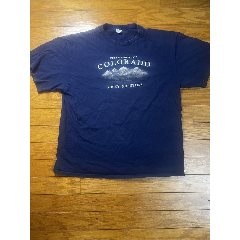 Blue Colorado Rocky Mountains Men's Tee Shirt Size Extra Large